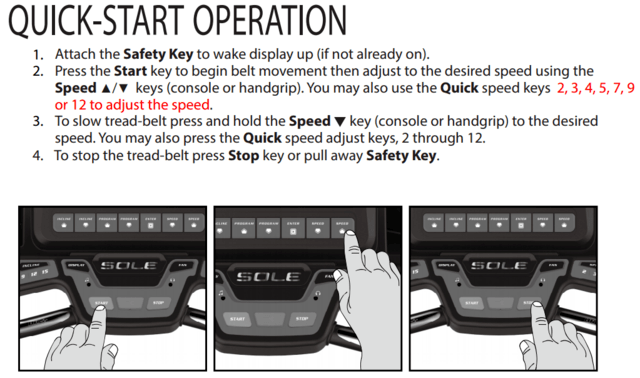 sole f65 treadmill 2016 quick-start